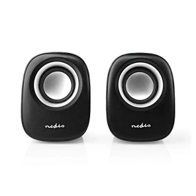 Image de Nedis Haut parleurs pour PC canal 2.0 4 Watt (Totale) noir / argent