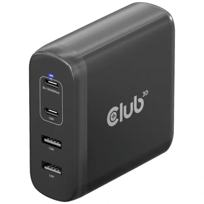 Afbeelding van club3D CAC 1912 Laptop netvoeding 100 W Binnen Aantal uitgangen: 2 x, x USB A, C GaN, Power Delivery (USB PD)