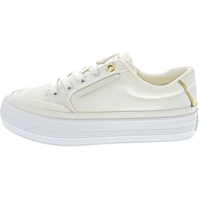 Afbeelding van Tommy Hilfiger Essential VULC Sneakers laag, Dames, Maat: 36, Ecru Katoen