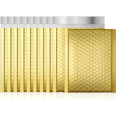 Afbeelding van 100 stuks enveloppen van metaalfolie, waterdicht, zelfklevend, voor verzending, pakketten, post, verpakking (goud, 120 x 165 mm)