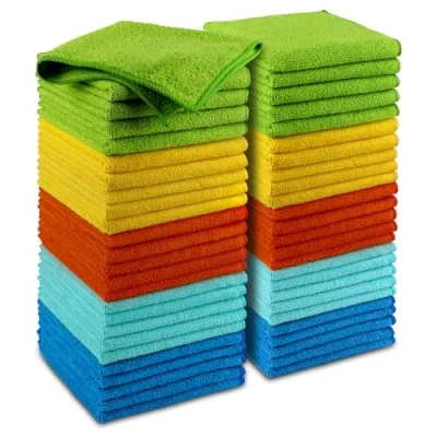 Afbeelding van Microvezeldoek 24 stuks multifunctionele herbruikbare poetsdoeken pluisvrije streepvrije wasbare afstofdoek voor thuis keuken auto motorfiets raam 30x30cm
