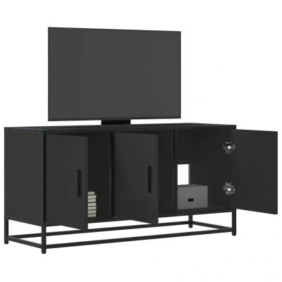 Afbeelding van vidaXL Tv meubel 100x35x50 cm bewerkt hout en metaal zwart