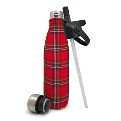 Image de Nerthus Thermos Double paroi pour friandises et Chaudes Motif cœurs écossais Rouges en Acier Inoxydable avec Bouchon Pajita Rouge Écosses 500 ML