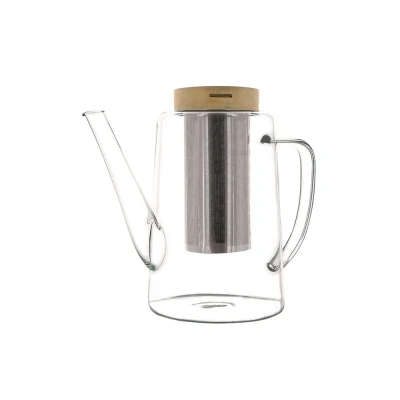 Afbeelding van OGO Elegante Theepot Glas/RVS/Acacia met filter 1.2l