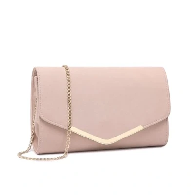 Afbeelding van Miss Lulu Elegante clutch voor dames, avondtas, handtas met ketting, bruiloft, feest, eindejaarsbal, Roze