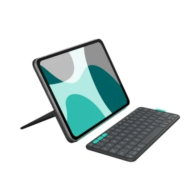 Afbeelding van Logitech Flip Folio, toetsenbordhoes voor iPad Pro 11 inch (M4) &amp; Air (M2 M3) (5e generatie 2024), beschermende en opbergbare Bluetooth toetsenbordhoes, meerdere apparaten, grafiet