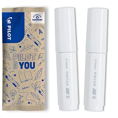 Afbeelding van Pilot Pintor Verfstift flow pack Breed Wit 2 stuks