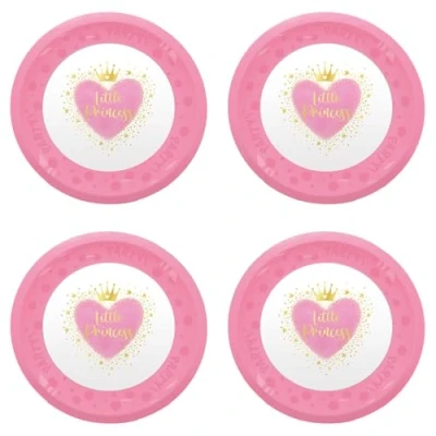 Afbeelding van Procos Set van 4 herbruikbare plastic borden Little Princess voor verjaardag of themafeest kleine prinses