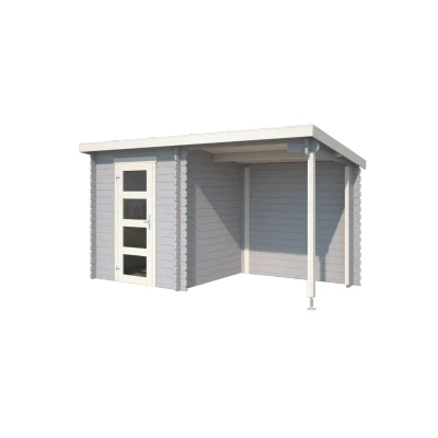 Afbeelding van Blokhut Jelle 390x195 cm Platinum Grey wit Gecoat
