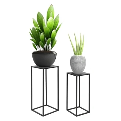 Afbeelding van Bloemstandaard Set van 2 Metalen Bloempot