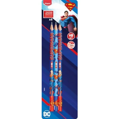 Afbeelding van Maped 6 potloden grafiet HB2 SUPERMAN potlood ergonomische driehoekige vorm pak van