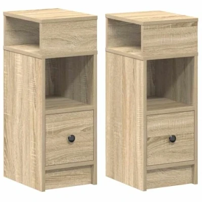 Afbeelding van vidaXL Nachtkastjes 2 st met lade 25x31x66 cm sonoma eikenkleurig