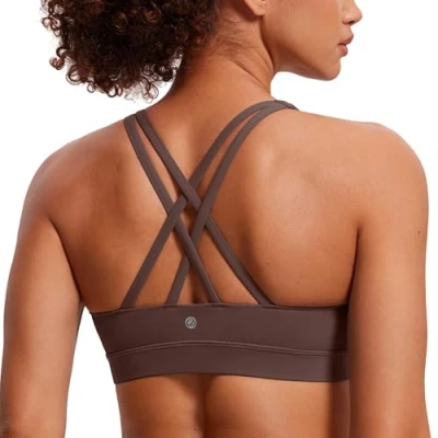 Afbeelding van CRZ YOGA Sportbeha voor dames, yoga, fitness, afneembaar, zonder beugel, Taupe