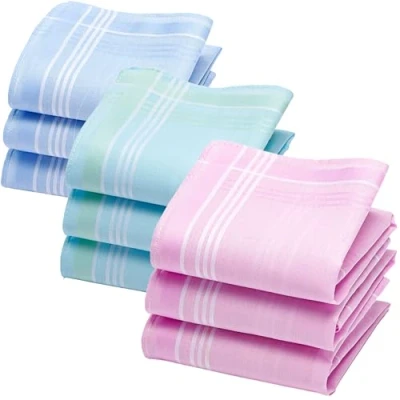 Afbeelding van Merrysquare Discrets Effen vrouwelijke zakdoeken klein formaat 28 cm x 9 stuks 100% katoen model Suzon, meerkleurig, cm, Meerkleurig