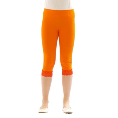 Afbeelding van YESET Meisjes kinderlegging Capri 3/4 kort met kant katoen, Oranje