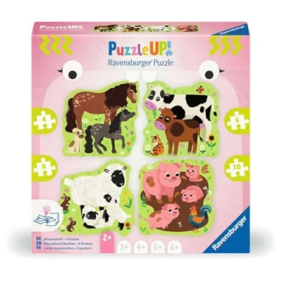 Afbeelding van Ravensburger Puzzel UP! boerderijdieren van, 12004001 4 contourgevormde puzzels met 4, 6, 8, 10 (10 onderdelen)