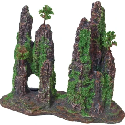 Afbeelding van Polyresin ornament rotszuilen met gat mos en boom 22 cm Gebr. de Boon