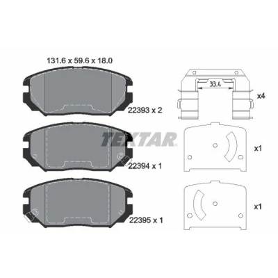 Afbeelding van TEXTAR 2239301 Remblokkenset Met akoestische slijtagewaarschuwing HYUNDAI: Tucson, Sonata V