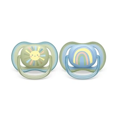 Afbeelding van Philips model SCF085/58 Ultra Air Fopspeen, 2 lichte en ademende fopspenen voor baby&#039;s van 0 tot 6 maanden, BPA vrij met steriliserende draagtas
