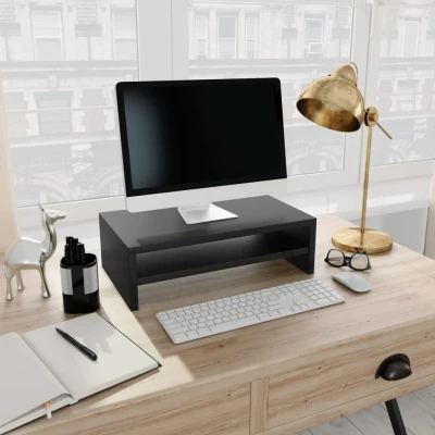 Afbeelding van Monitorstandaard 42x24x13 cm bewerkt hout zwart