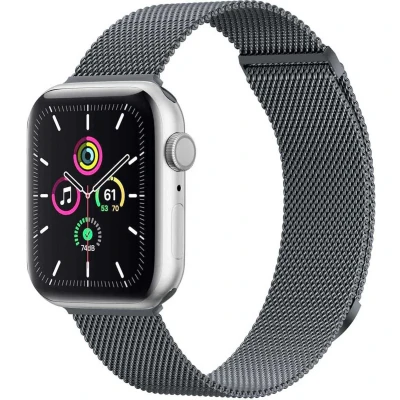 Afbeelding van imoshion Milanees magnetisch bandje Geschikt voor Apple Watch 1, 2, 3, 4, 5, 6, 7, 8, 9, 10, SE, Ultra (2) 44/45/46/49 mm Donkergrijs S
