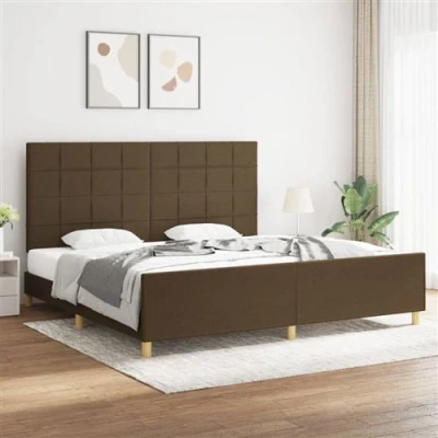 Afbeelding van vidaXL Bedframe met hoofdeinde stof donkerbruin 200x200 cm