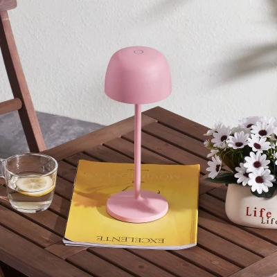 Afbeelding van Lindby Terraslampen met touchdimmer 1licht Gegoten aluminium, kunststof H: 27 cm roze Inclusief lichtbron