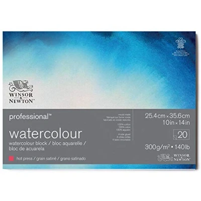Afbeelding van Winsor &amp; Newton Professional Aquarelpapier Grain satiné Blok 4 zijdig gelijmd 300gr 20 vel 25,4x35,6cm