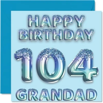 Afbeelding van 104 jaar verjaardagskaart opa blauwe glitterfeestballonnen verjaardagskaarten voor van kleinzoon en kleindochter, 145 mm x