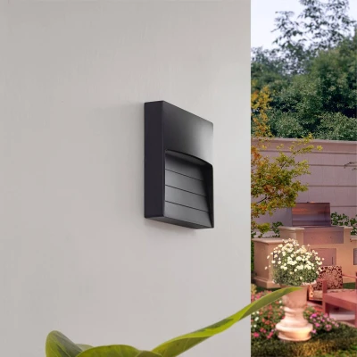 Afbeelding van Lindby LED buitenwandlamp Elissa, zwart, kunststof, CCT