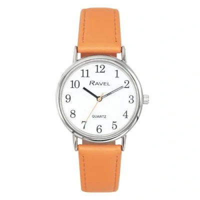 Afbeelding van Ravel Dameshorloge pastelkleur Everyday Silver Tone kwarts analoog R0137, persimmon, Riem