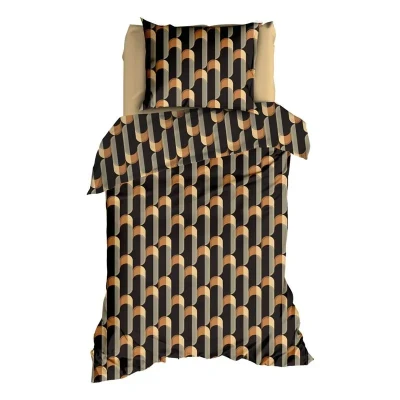 Afbeelding van Satin d&#039;Or Cyril Dekbedovertrek Eenpersoons 140x200/220 cm Antra/Camel