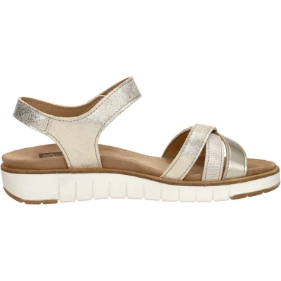 Afbeelding van SUB55 ROMI Sandalen met sleehak, Dames, Maat: 43, Goudkleur Leer