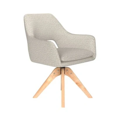 Afbeelding van Housecraft Living Mos Eetkamerstoel Draaibaar Hout Off White Beige