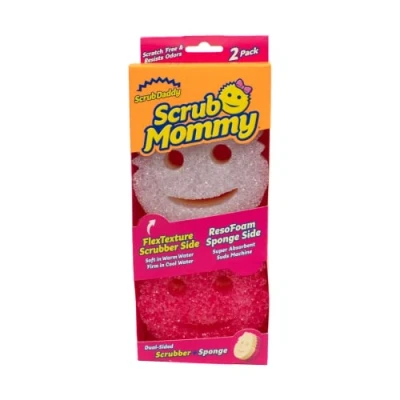 Afbeelding van Scrub Daddy Mommy Spons, wasbaar, anti kras, dubbelzijdig, afwasspons, keuken en badkamer, krasbestendig, antibacterieel herbruikbaar, flexibel, 2 stuks
