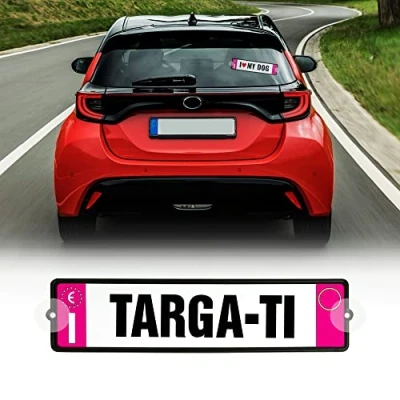 Afbeelding van Autobordje stickerset met naam roze