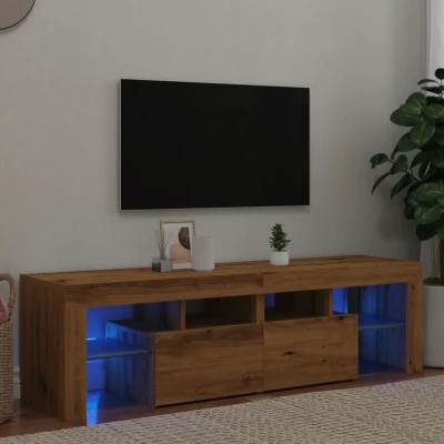Afbeelding van vidaXL Tv meubel met LED 140x36,5x40 cm bewerkt hout artisanaal eiken
