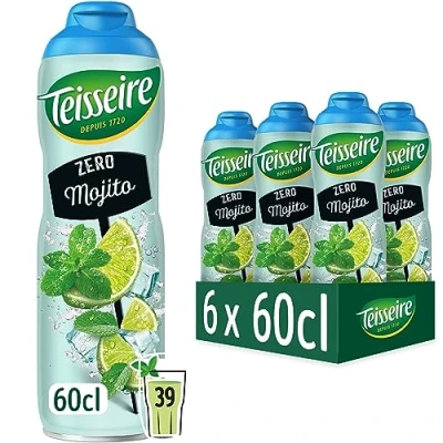 Afbeelding van Teisseire Nul suiker, siroop mojito smaak voor cocktail en zonder alcohol, verfrissende drank, jerrycan 6 x 60 cl