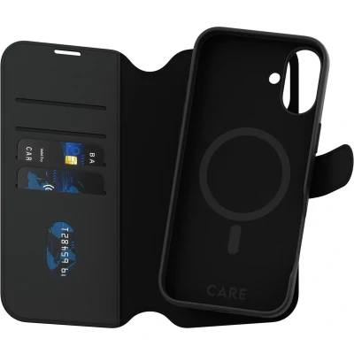 Afbeelding van PanzerGlass Hoesje Geschikt voor iPhone 16 Plus Met Pasjeshouder CARE 2 in 1 Wallet Case Zwart