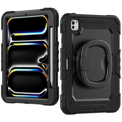 Afbeelding van Mobilize Tablethoes geschikt voor Apple iPad Pro 11 Inch (2024) Hardcase Backcover Rotating Defender + Schouderband Schokbestendig Telefoonhoesje Anti Shock Proof Standaard Zwart