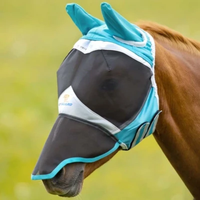 Afbeelding van Shires Vliegenmasker met Oren &amp; Neus Mesh Teal Shet Pony