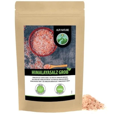 Afbeelding van roze Himalaya zout Groot (1 kg, 2 4 mm), Grof kristalzout, bekend als uit Khewra zoutmijnen in Punjab, Pakistan, voor zoutmolen