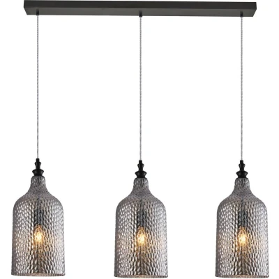 Afbeelding van Lindby hanglamp 3lichts Glas, metaal E27 rookgrijs, zwart