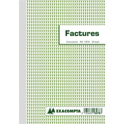 Image de Manifold Exacompta 50 feuillets Factures Mention TVA 21x14,8cm Dupli