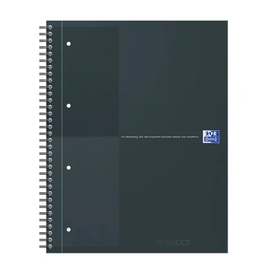 Afbeelding van Oxford International notebook A4+ gelijnd 4 gaats 80 vel stevige kartonnen kaft 30 jaar zwart