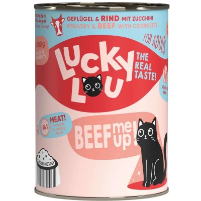 Afbeelding van 6x 400g Lucky Lou Lifestage Adult Poultry &amp; Beef Wet kattenvoer