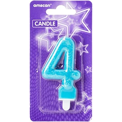 Afbeelding van Amscan verjaardagskaars, nummer 4, glitter, 9900765, 7,6 cm