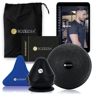 Afbeelding van BOZEERA Triggerpoint Drukknop Set Massage Bal Tool met Zuignap Spierpijn Verlichting Bevordert Doorbloeding Massagebal Inclusief Video Handleiding Poster &amp; Tas