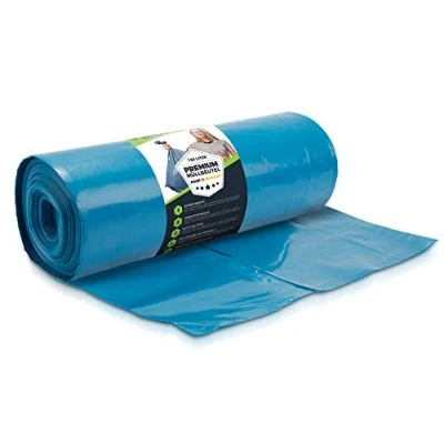 Afbeelding van Extra sterke vuilniszakken 120 liter 70μ 10 stuks TYPE 100 STRONG &amp; scheurbestendig 1 zak op rol, robuuste LDPE vuilniszakken, afmetingen 70 x 110 cm, voor commercieel, tuin, blauwe tas