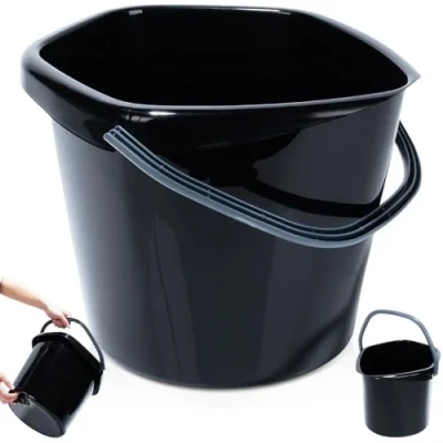 Afbeelding van Emmer Plastic Zwart 10 l Met Handgreep Huishoudemmer